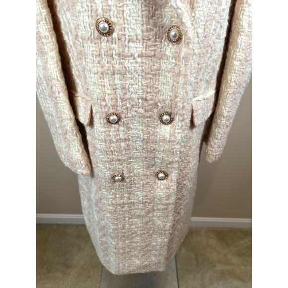 LoveShackFancy Asryn Tweed Double Breasted Winter White Long Coat Size XL - Picture 6 of 9